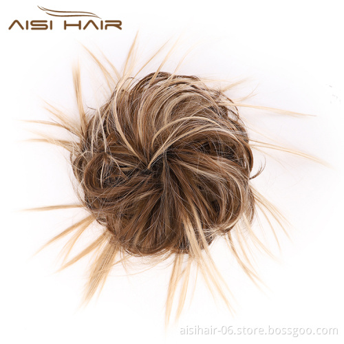 Aisi Hair Multi Color Curly Chignon Bun Pad Chignon Elastic Band Ribbon Ponytail Rope Rubber Hairpiece Extension For Women